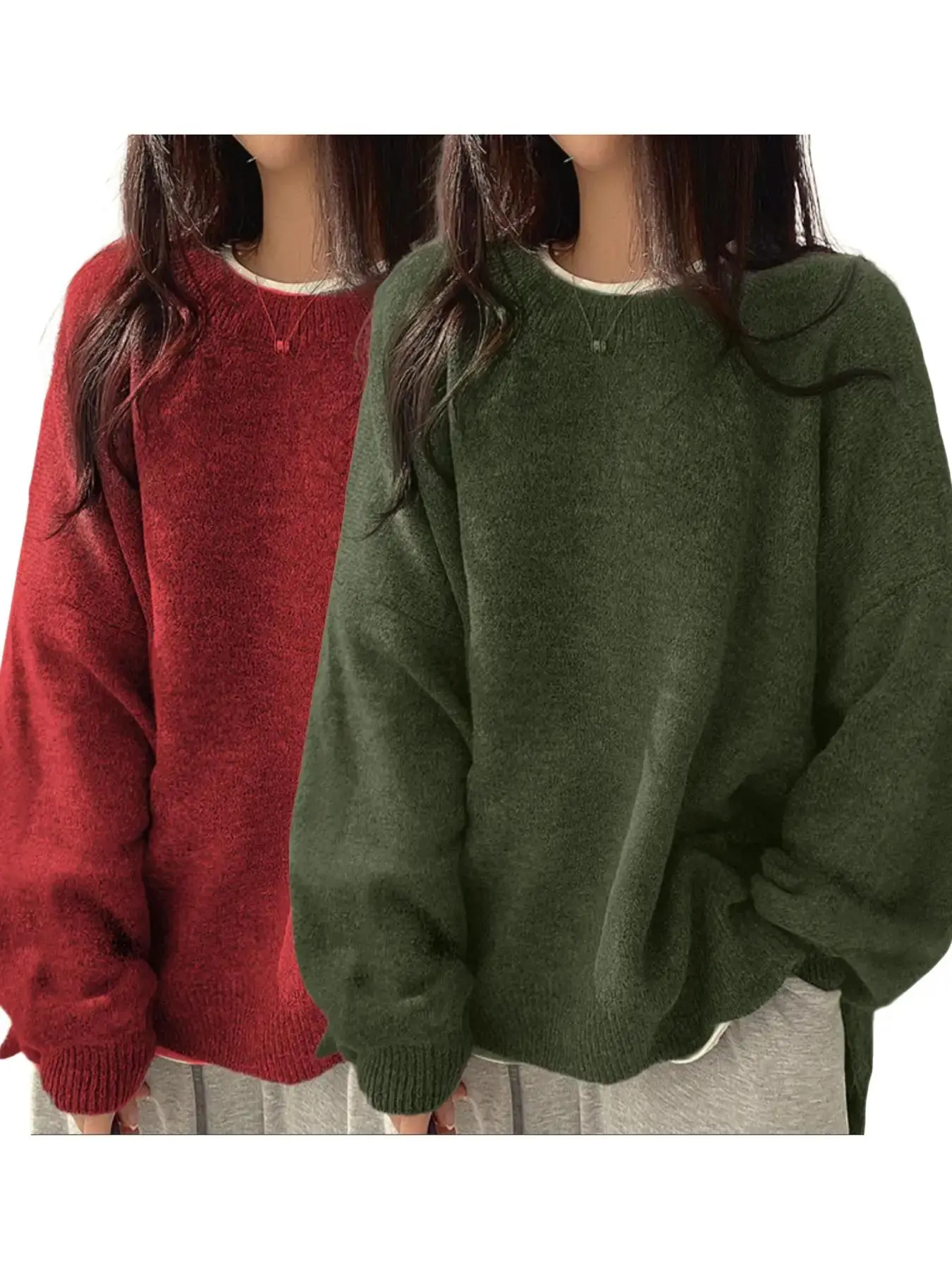 Burgundy*1 pc+Army Green*1 pc