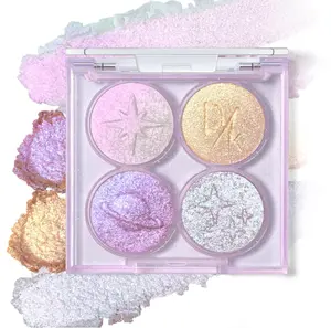 Holographic Duochrome Glitter Eyeshadow Palette, Chameleon Color Shift Metallic Shimmer Eyeshadow, Sparkle Inner Corner Eye Highlighter, Creamy Mini Purple Eye Shadow Iridescent Fairy Makeup