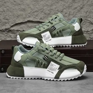 Men's Olive Green Tech-Sneakers - Waterproof PU Upper & Non-Slip PVC Sole | Lightweight Walking Shoes for Daily Commute, Outdoor Fitness & Rainy Days | Breathable Urban Streetwear for Men