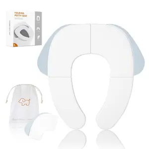 Foldable Toilet Seat Cover with Puppy Pattern, Portable Potty Pad with Non-Slip Silicone Base, Easy Clean, Splash Proof, for Kids and Adults, Toilet Seat Protector, Suitable for most adult toilets, Travel Toilet Seat Covers