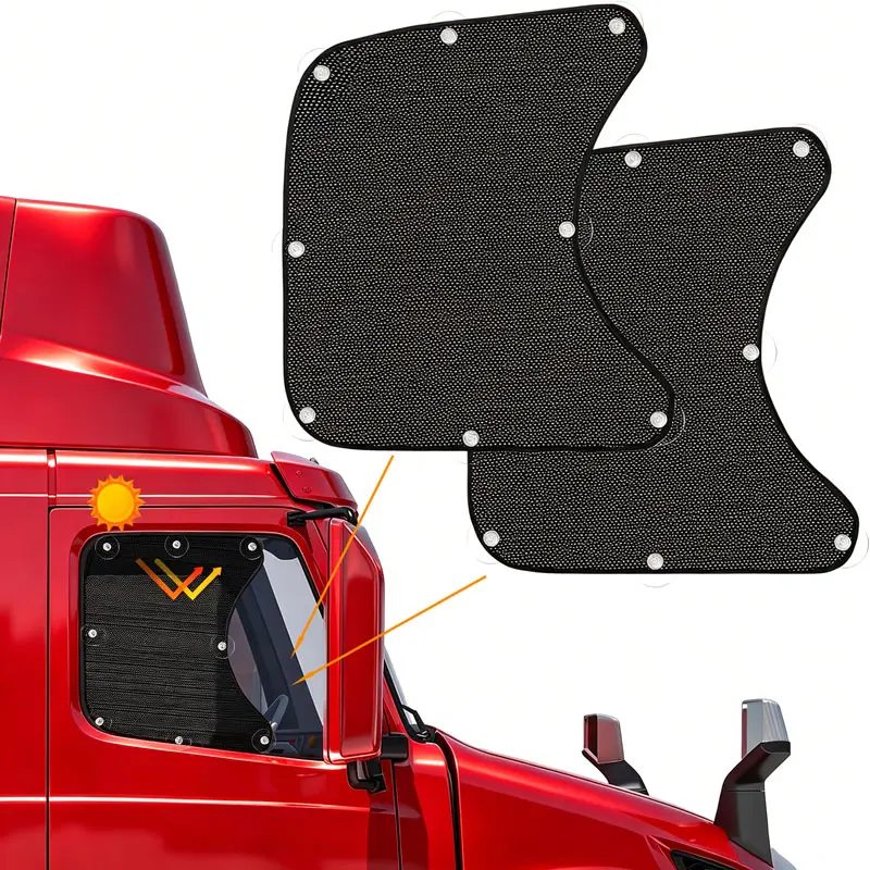 Semi Truck Big Rig Side Window Sun Shade, UV Blocker Heat Insulation Window Cover Fit Freightliner Cascadia, Kenworth T680, Peterbilt 579, International Heavy Duty Trucks, Commercial Vehicle RV Van Trucker Summer Essentials Car Accessory Gadgets