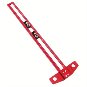 Aluminum Alloy Drilling Positioning & Marking Ruler, Woodworking Tool, Multifunctional Fixture with 6-10mm Drill Sleeve, Movable Block Included, T Square Ruler