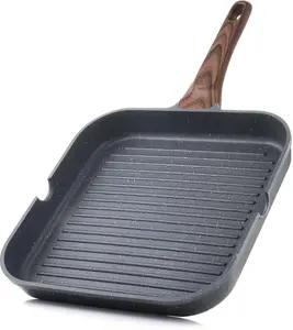 New Deal -Nonstick Grill Pan for Stove Tops, Versatile Griddle with Pour Spouts, Square Big Cooking Surface, Durable Skillet Indoor & Outdoor Grilling. PFOA Free, 9.5 Inch