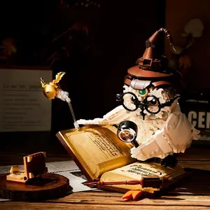 Magic World Building Blocks, 1162pcs/set Owl Doctor Magic Book and Lamp Building Model, Assembled Animal Bird Brick Toy, Children's Birthday Gift, Stem Building Block