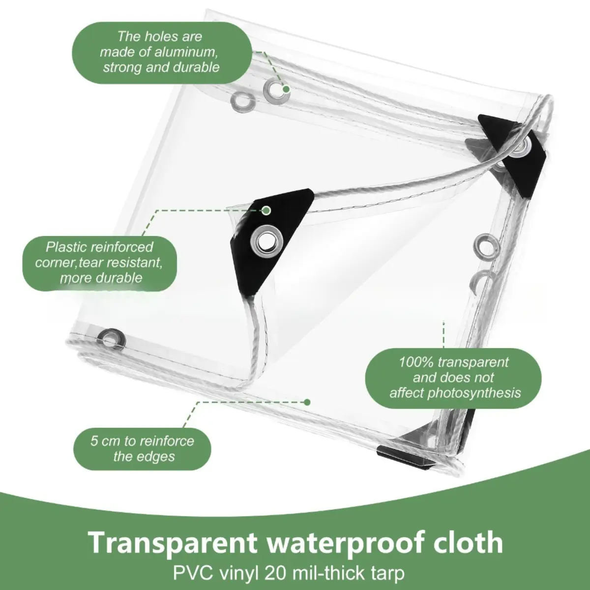 Multi-specification transparent waterproof PVC windproof and weather-resistant heavy-duty rain cover, crystal clear rainproof and sunshade panel, suitable for courtyards, gardens, balconies, greenhouses, outdoor furniture and all-weather use