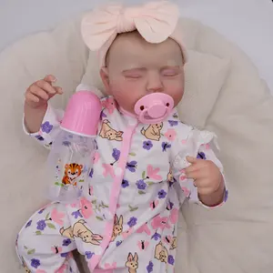 19 Inch Realistic Sleeping Reborn Baby Doll Soft Cloth Body Hand-Painted Features with Magnetic Pacifier Bottle & Accessories Set Perfect Gift for 3+ Ages