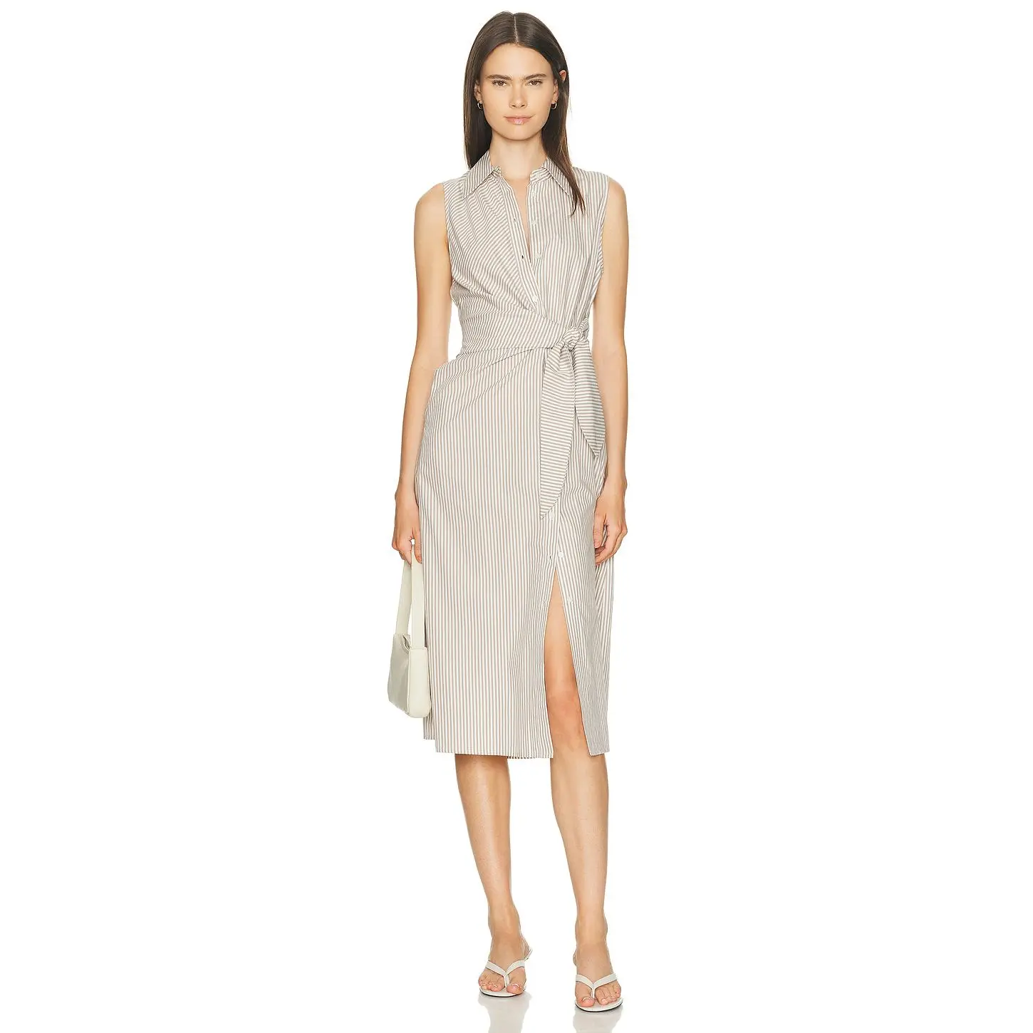 Favorite Daughter The Good Behavior Dress in Soft Taupe Stripe