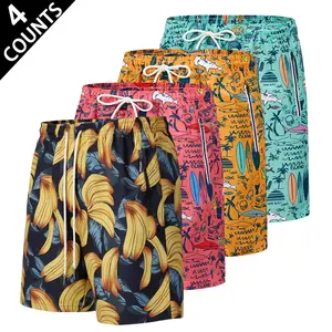Y2K Aesthetic Men's Tropical Banana Graphic Swim Shorts, Oversized Loose Fit Drawstring Casual Board Shorts with Zipper Pockets, Quick Dry Lightweight Summer Streetwear, Trendy Fruit Print 5 Inch Swim Trunks for Skateboarding, Beach Vacation, Pool Party,