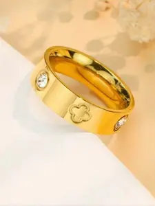 Stainless Steel Four Leaf Ring, Minimalist Unisex Wedding Anniversary Jewelry, Durable Casual Attire, Year-Round Style, Marquise Cut Ring, Unique Rings