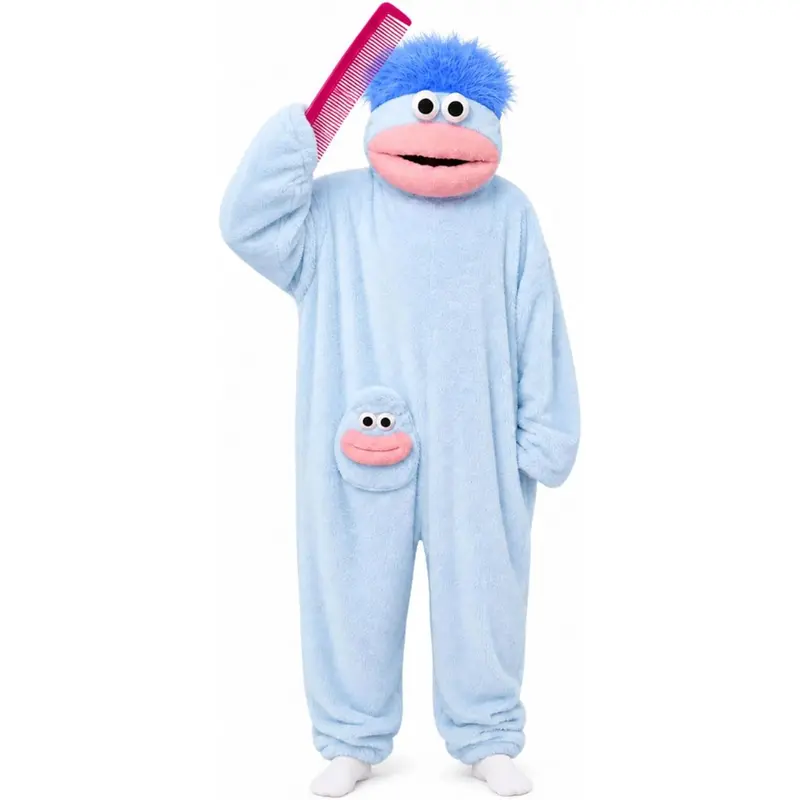 Blue Cute Pajamas Wearable Blanket Hoodie for Women Men, Oversize Soft Warm Cozy Pullover Home Loungewear Funny Pajamas Onesie, Perfect for Home Party Costume Halloween, One Size for Women Men