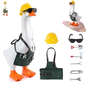 7 Inch Desk Goose Outfits Set Mini Desktop Goose Clothes Gardener Home Repair Costume Accessories for Magnetic Goose Statue Tabletop Decor Gift