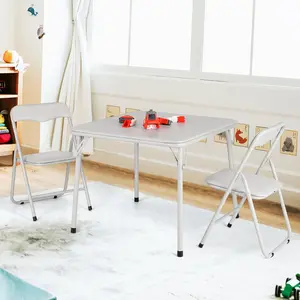 Kids Folding Table and Chairs Set of 3‑5 – 4‑Piece / 5‑Piece Children's Activity Table Set with Padded Vinyl Cushion – Toddler Table Set for Playroom, Nursery, Bedroom