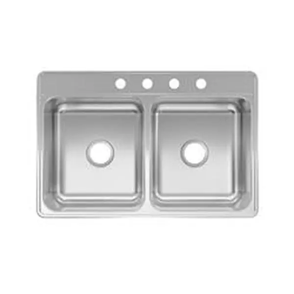 Keeney 4666327 33 x 22 in. Stainless Steel Top Mount Double Bowl Kitchen Sink