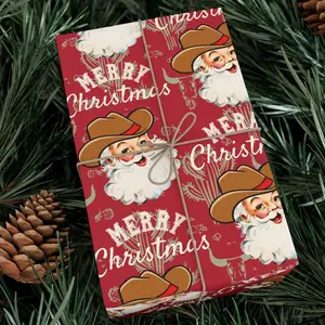 Santa Cowboy Christmas Wrapping Paper - Western Gift Wrap