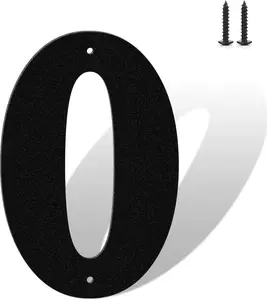 5" Hou Numbers for Outside Modern Address Sign - Matte Black Metal Letters Door Numbers Plaque for Home Street Garden & Office Weatherproof Number Letters (Number 0)