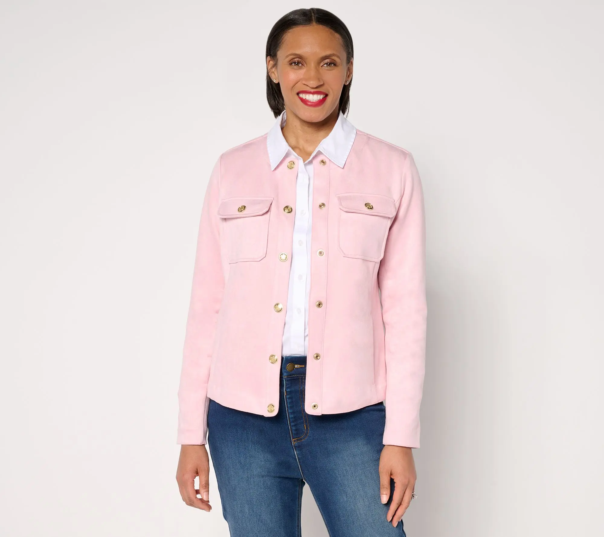 Isaac Mizrahi Live! Scuba Suede Snap Front Jacket Isaac Mizrahi Live! Scuba Suede Snap Front Jacket