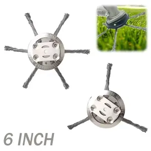 6inch Steel Wire Wheel Head Grass Trimmer Head Universal Weed Brush Fit Straight Shaft Brush Cutter Removal Moss Rust