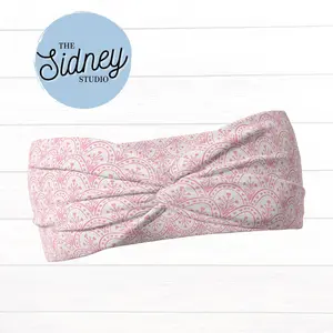 The Sidney Studio Valentine's Day Hearts & Flowers Scallops Headband Wide Twist Headband for Women Soft Double Brushed Polyester Stylish Practical Hair Accessories