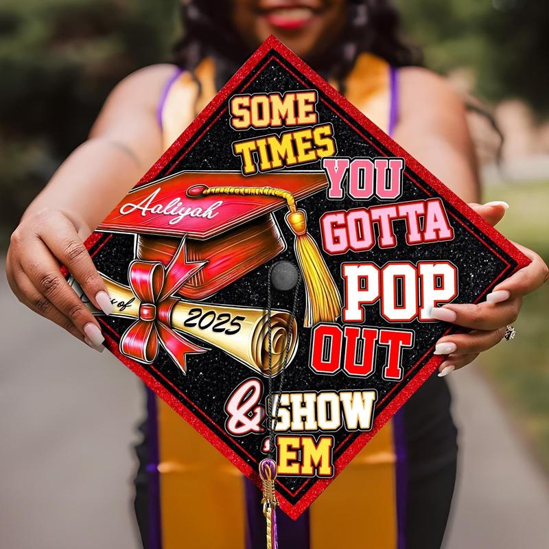 Custom Pop Out & Show Em Graduation Cap Topper, Custom Black Girl Grad Cap, African American Grad 2025, Pop Out Sorority Graduation Gift