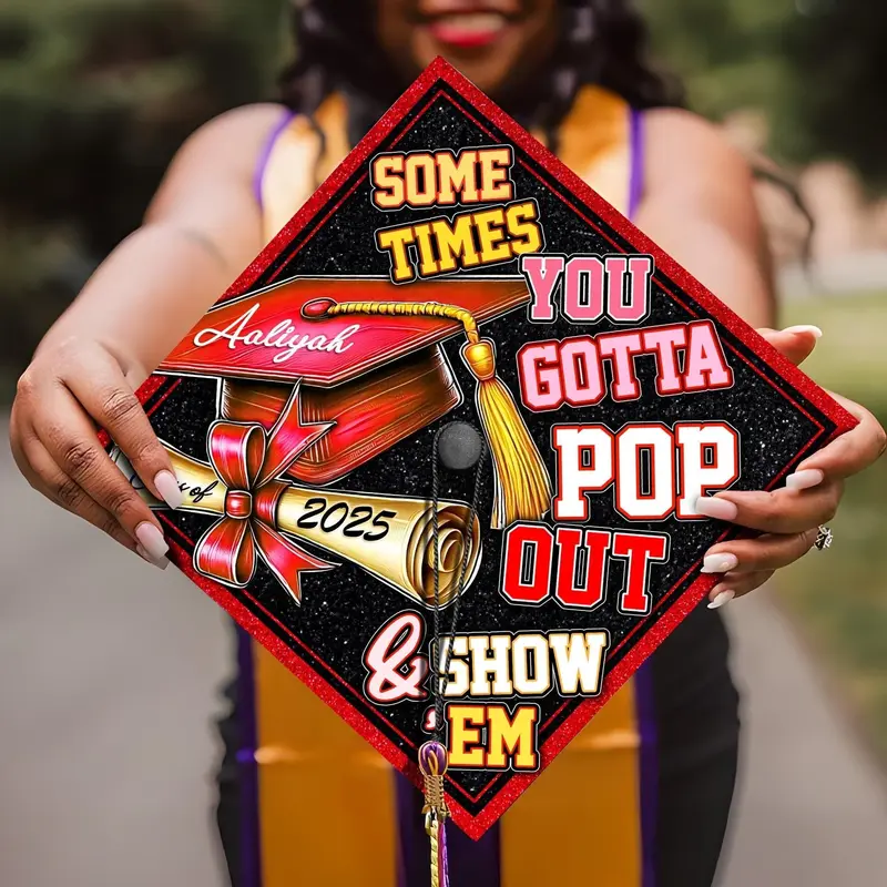 Custom Pop Out & Show Em Graduation Cap Topper, Custom Black Girl Grad Cap, African American Grad 2025, Pop Out Sorority Graduation Gift