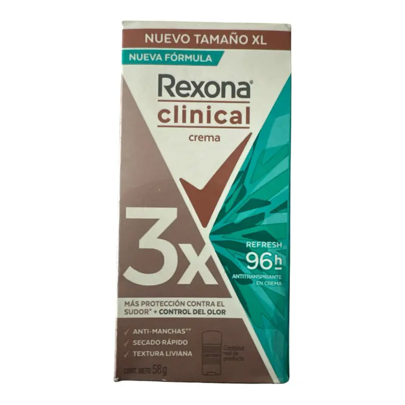 Clinical 3X Refresh 96H Antiperspirant Cream - 58g, Ultimate Protection for Underarms, 3X More Protection, Odor Control, Anti-Stain, Quick-Drying, Lightweight, Refresh Fragrance