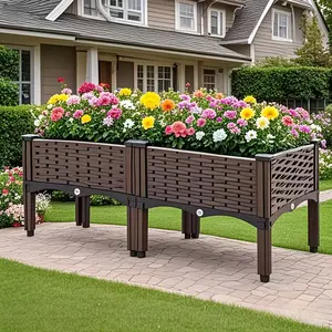 Square Tall Elevated Planter Box Drainage System All-Weather Balcony Garden Outdoor Railing Flower Pot Box
