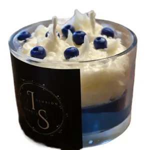 3 Wick 17 Oz Candles! Made with Bees wax Blueberry Cream Candle Oreo Cream Candle  Orange Cream Candle  Fruity Pebbles Candle  Banana Cream Candle! Can be used as decorative or for lighting and making your home smell like a bakery!  Decoration Food Door