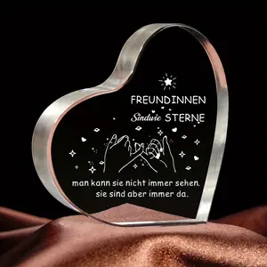 1 Piece Crystal German Best Friend Gift Best Friend Gift for Women Crystal Heart-shaped Medal Desktop Decoration for Best Friend Sister Girl Women's Birthday Friendship Graduation Mother's Day Gift