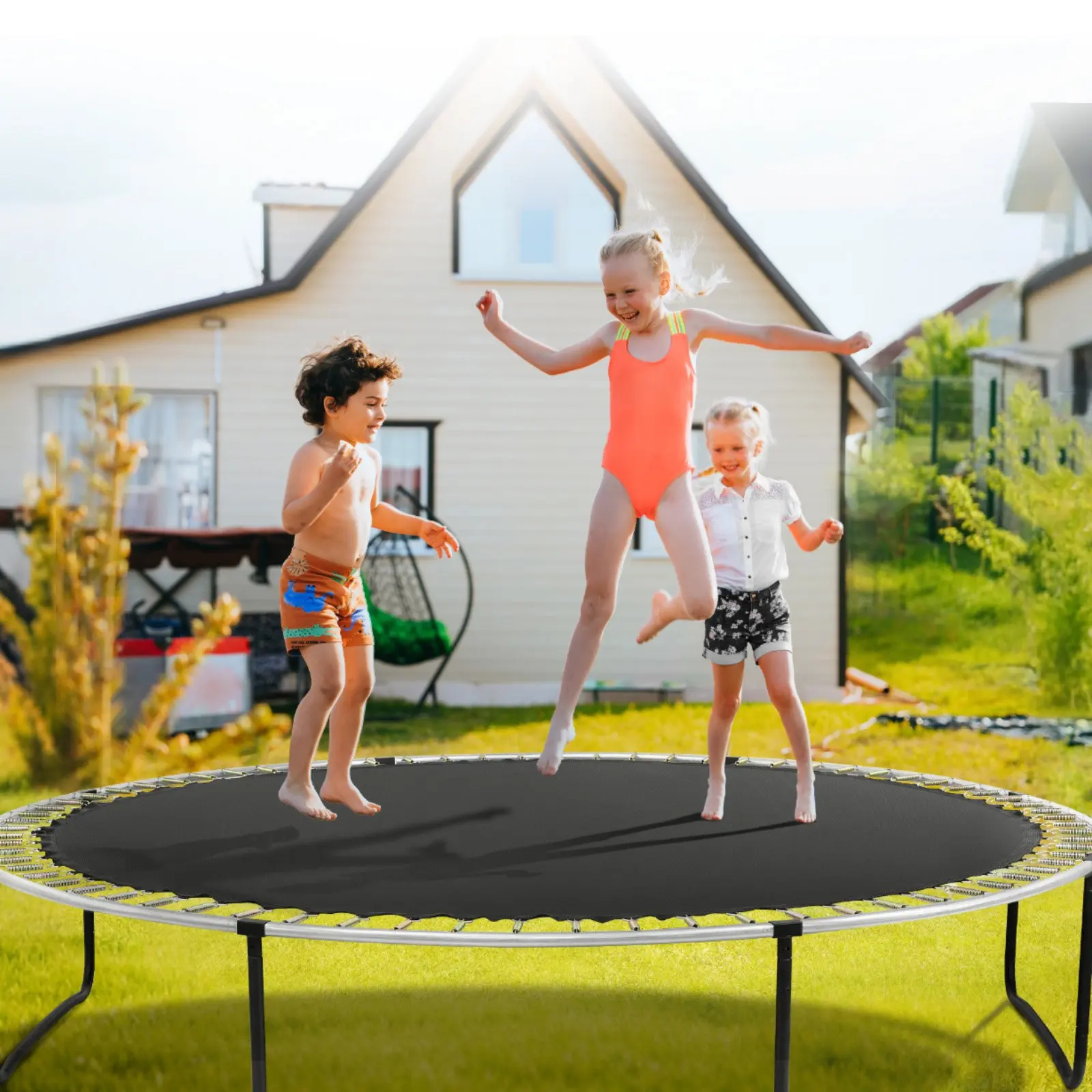 【DealsForYouDays】VEVOR Replacement Trampoline Mat, Jumping Mat Fits 12ft Frame, Universal Jumping Mat for 12ft Round Trampoline, Reinforce UV-Resistant Mat with Spring Tool & Durable V-Rings, Fit 5.5" Spring Length