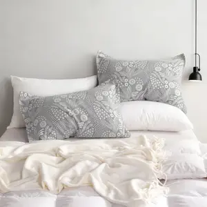 2-Pack Cotton Pillow Shams - 3-Layer Muslin, Breathable Soft Thermal Yarn-Dyed Pillow Covers with Envelope Closure Design