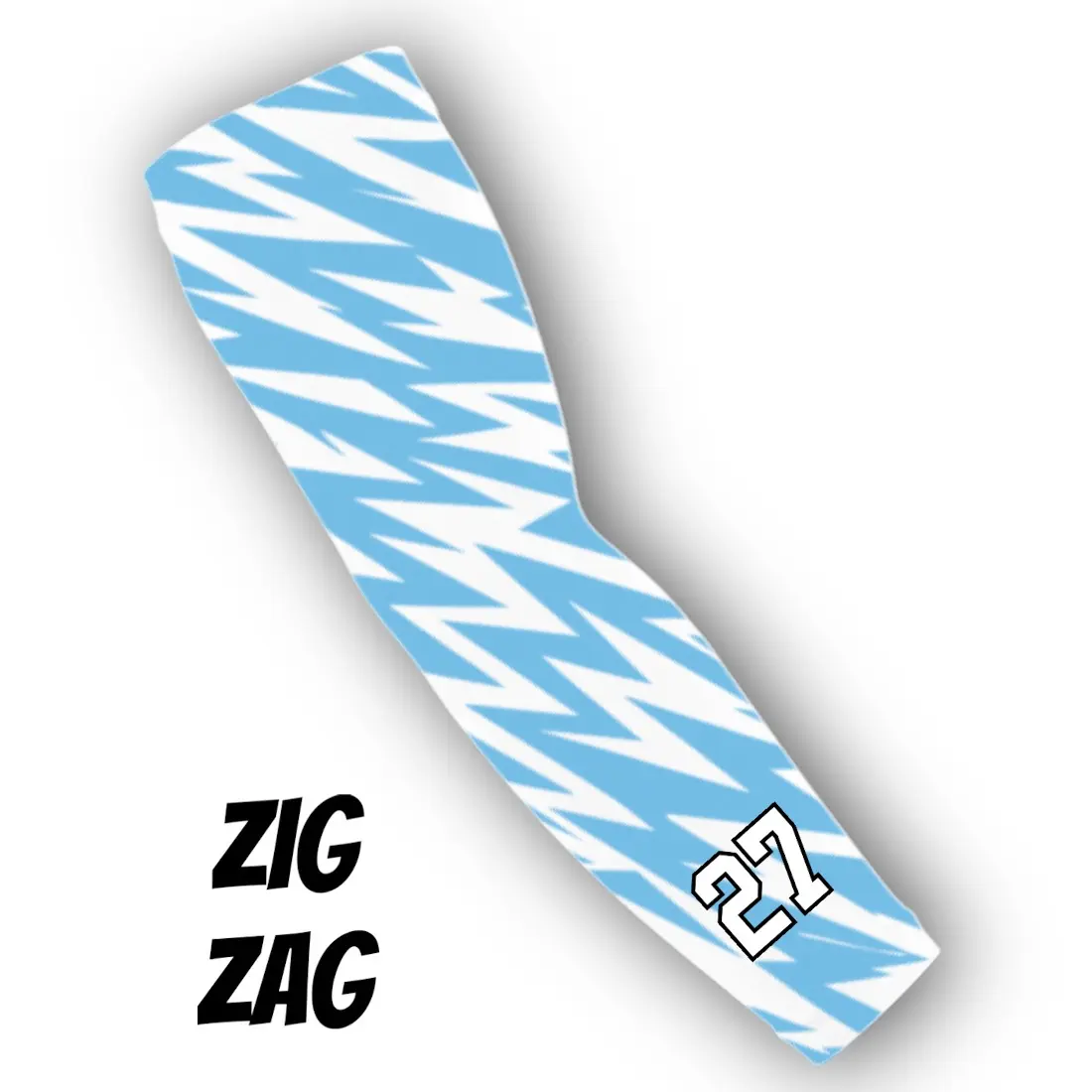 Zig Zag Print Arm Sleeve + Custom Number Baseball Football Basketball Many Colors