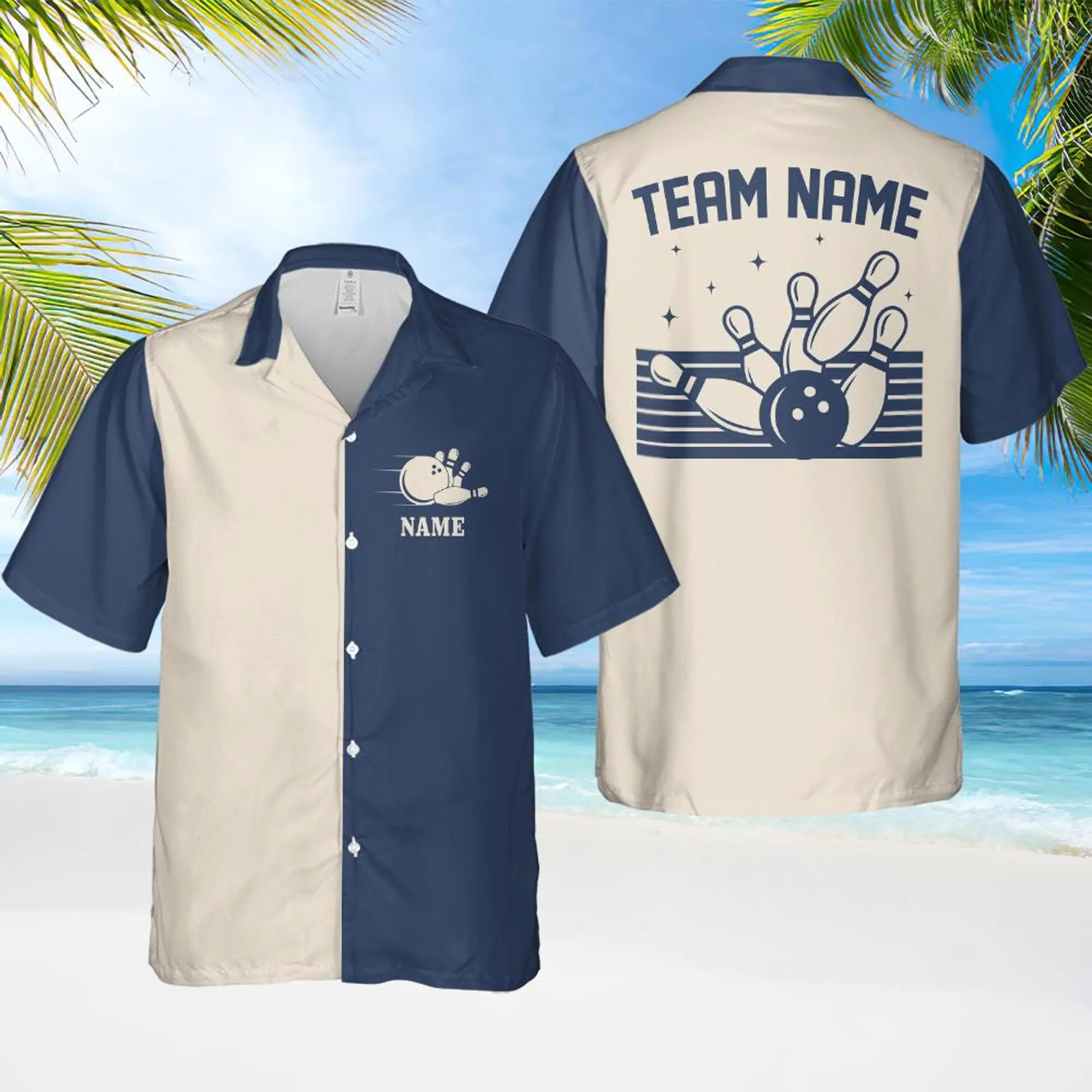 Personalized Retro Bowling Hawaiian Shirt, Custom Name Button Down Shirt, Matching Bowling Team Shirt, Bowler Shirts, Bowling Lover Gift