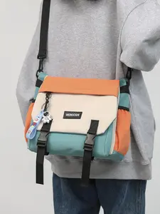 Fashion Colorblock Stylish Crossbody Bag, Large Capacity Shoulder Bag with Cartoon Pendant, Casual Trendy Versatile High-quality Daily Commuting Bag, Casual Messenger Bags for Women & Men