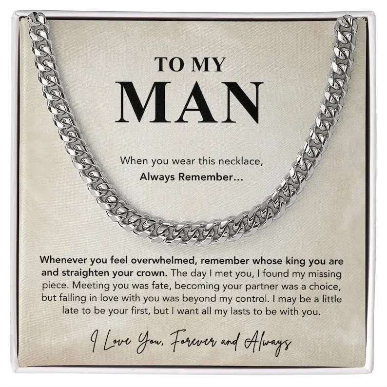 Artificial Gemstone Cuban Link Stainless Steel-Yellow Gold Male Necklace - 1-Year Warranty Sentimental Casual Gift for Boyfriend, Valentine's Day/Birthday Present, Anniversary, Adjustable Chain