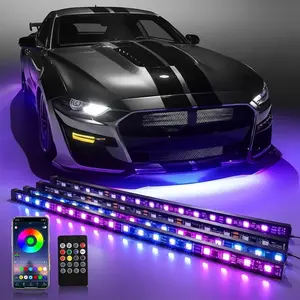 DIBMS RGB LED Strips,  4pc LED Grille Lights with App Control, Waterproof Front Grill Valence, Music Sync, Multi-Color Exterior Lighting Kit, Universal for Cars Trucks SUV Tacoma 4Runner singing  lights  cars underglow  neon  tubes