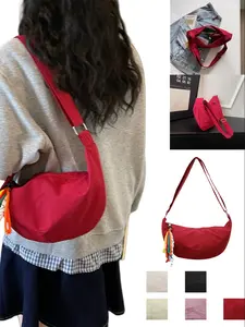 New Versatile Casual Quilted Crossbody Bag, Lightweight Shoulder Bag, Fashionable Single-Shoulder Bag, Pure Color Fabric, Ideal for Daily Use