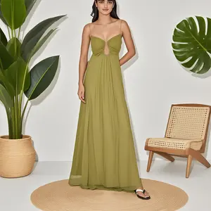 Elegant Sling Dress, French retro style, Solid-color simple dress, Olive green, Charming purple, Black dress, hollow, Modest, Minimalist