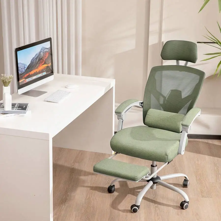 Durable Ergonomic Mesh Fabric Game Chair - Reclining PC Gaming Chair with Lumbar Support, Headrest, 360-Degree Swivel, 275lbs Weight Limit for Adults, WFH Setup, Reclining Gaming Chair