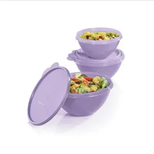 Tupperware Classic Wonderlier 3-piece Bowl Set - Dishwasher Safe, Airtight Seals, Textured Interior, Space Saving Design