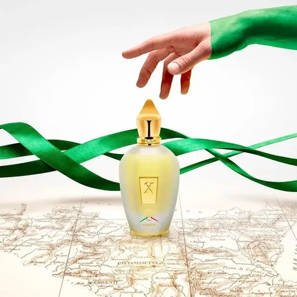 Xerjoff Perfume - Elegant Yellow Bottle with Gold Cap in White Box with Red and Green Accents