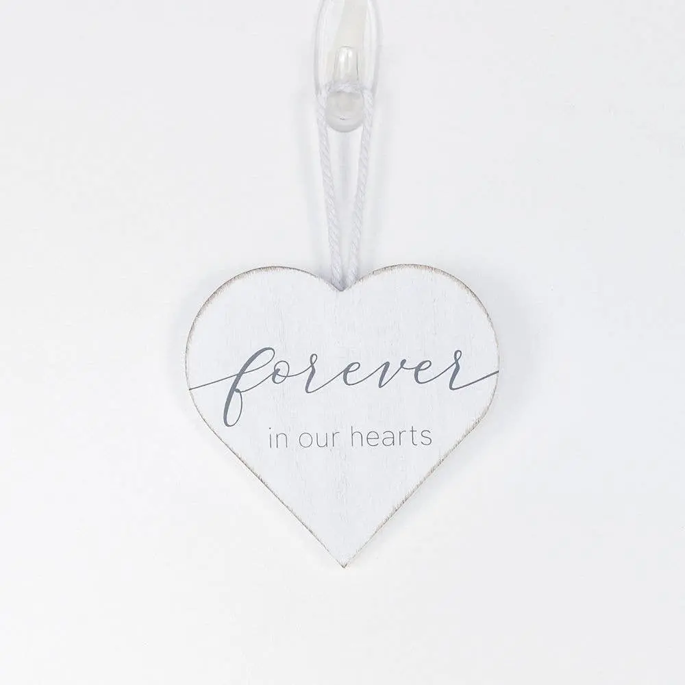 Christmas Ornament – Forever in Our Hearts Wood Heart Memorial Holiday Decor