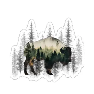 Bison Forest Sticker - Buffalo Vinyl Laptop Nature Outdoors