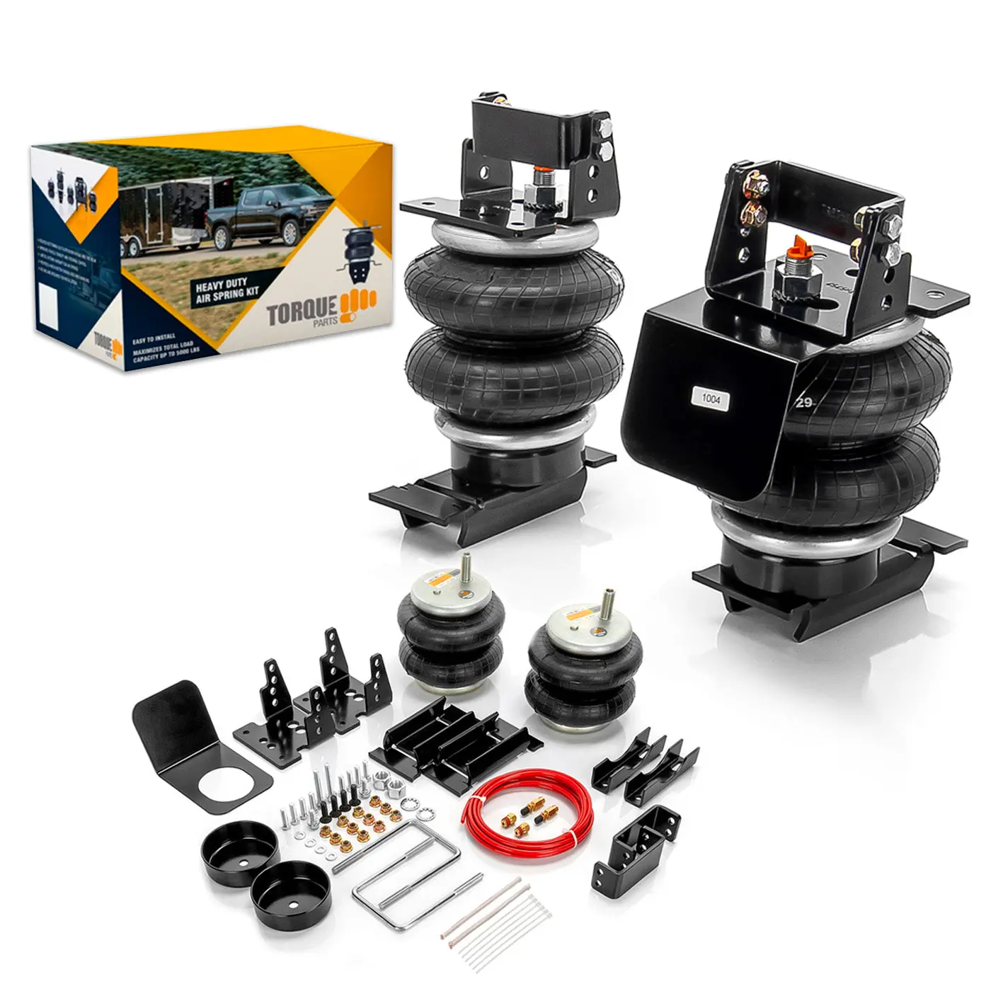 TORQUE Air Suspension Bags Kit with Internal Jounce Bumper for 2003-2013 Dodge Ram 2500, 2003-2012 Dodge Ram 3500, 2006-2008 1500 Meg Helper Bag Spring Towing, Up to 7,500 lbs Load Capacity (TR75299)
