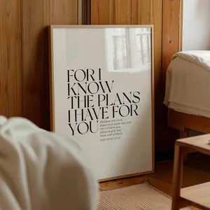 Jeremiah 29:11 For I know the plans I have for you, Bible verse wall art, Christian wall art, Prayer room wall art, Baptism gift