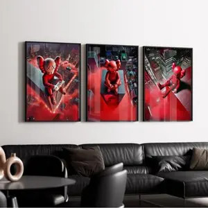 Kaws Hypebeast Sitting On Building Poster, Set Of 3, Printable Red Kaws Poster, Hypebeast Figure, Kaws Wall Art, Hypebeast Room Decor Print