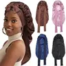 AWAYTR Women's 1 Pc Long Silky Satin Hair Bonnet - Double-Layered Solid Dry Hair Cap for Adults, Braids, Haircare, Heatless Styling, Elastic Tie Band, Multi-Color, Storage Compatible Silk Like Bonnets