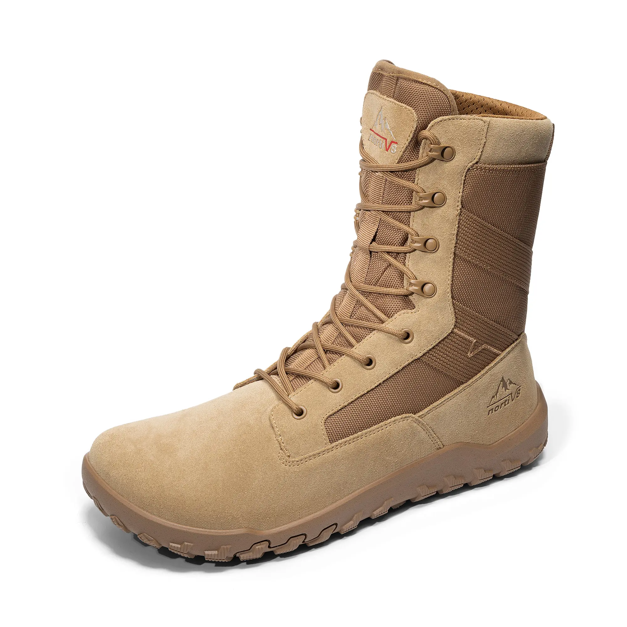 NORTIV 8 Men's Wide Toe Box Closed Barefoot Military Tactical Boots - 0 Drop, Minimalist Leather, Side Zipper Footwear for Work, Motorcycle Use