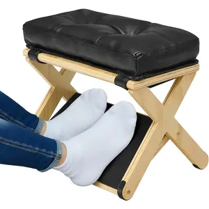 Adjustable Foot Rest Under Desk, Wooden Double Step Footrest with 3 Height Options & Non-Slip EVA Surface, Ergonomic Foot Rest for Under Desk at Work, Enhances Posture,Home Office-Natural