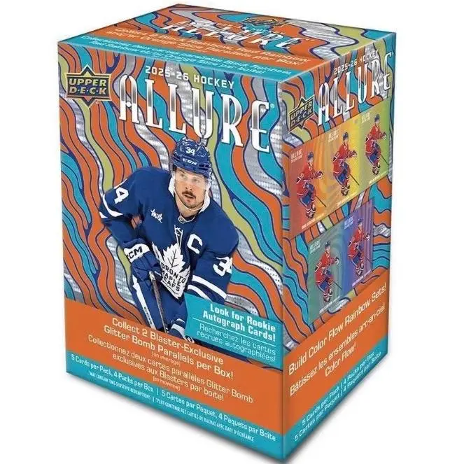 2025-26 Upper Deck Allure Ice Hockey Blaster Hobby Box - Trading Cards with Glitter Bombs, Color Flow Rainbow Spots, Rookie Autographs (Boxed Collectible Sports Card Packs), Boxed Collectible Sports Card Boxes And Packs