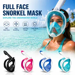 Full Face Snorkel Mask with Anti-Fog & Anti-Leak Design, 180° Panoramic View, Easy Breathing System, GoPro Mount, Perfect for Snorkeling & Beach Travel